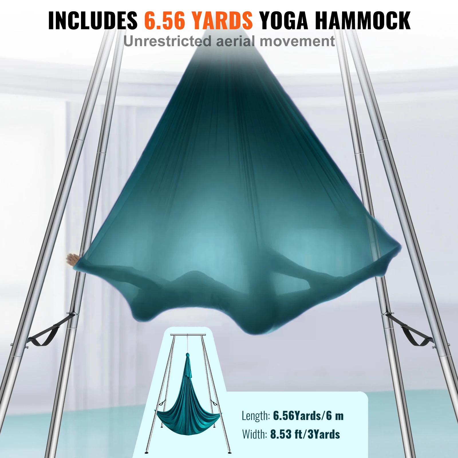 Steel Aerial Yoga Frame and Hammock for Indoor Outdoor Use