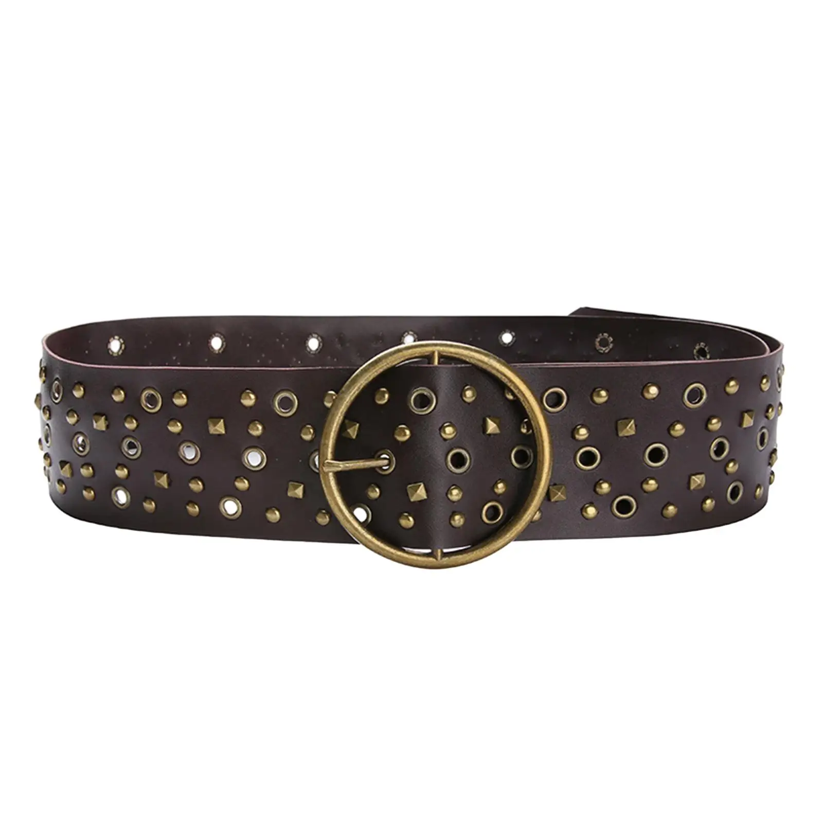 Womens PU Leather Waist Belt Hip Hop Decorative Ladies Belt Fashion Rivet Decor Jeans Pants Belt Gothic Clothing Accessories