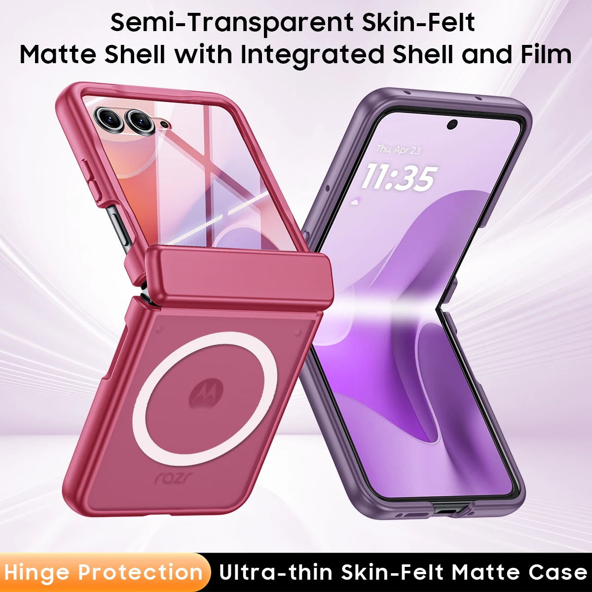 Magnetic Transparent Tempered Glass Phone Case with Matte Clear Cover