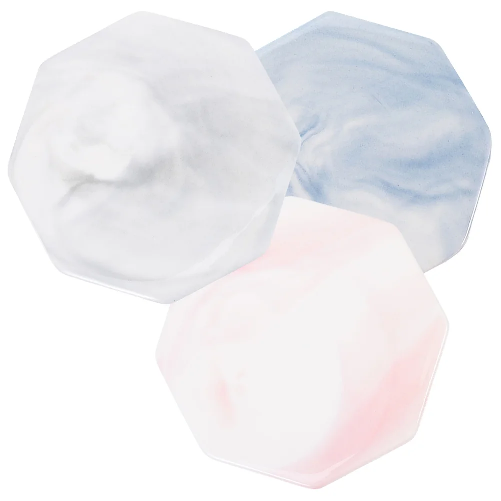 

3 Pcs Marbled Coasters Wax Seal Pad Ceramic for Drinks Stamp Pattern Cup Delicate Plates Cover Paint Release Gasket Home