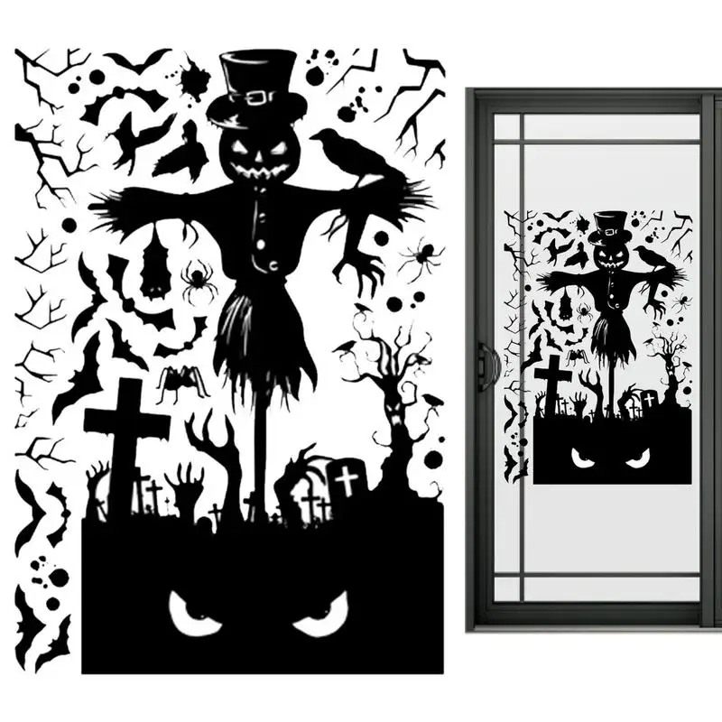 

Spooky Window Stickers Skeleton Ghosts Witch Pumpkin Stickers Scary Halloween Themed Window Silhouette Decor Party Supplies