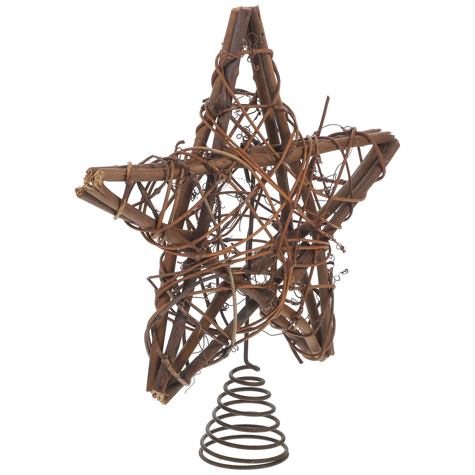 

Christmas Rattan Star Treetop with Spring Support Xmas Tree Topper Decoration Simulated wreath for home decor