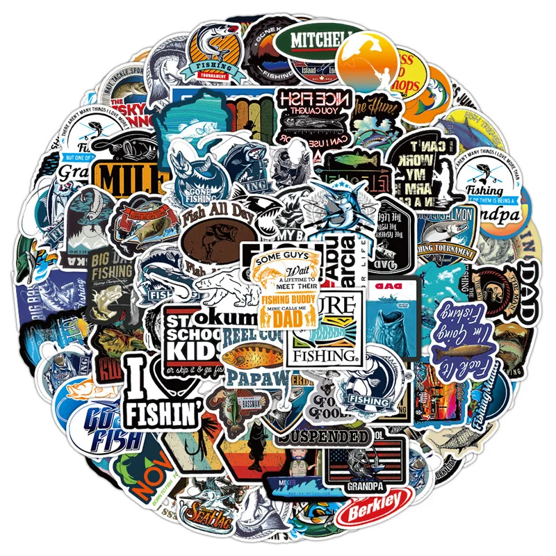Cartoon Stickers Decorative Stickers Self Adhesive Stickers Custom Stickers Anime Stickers Outdoor Fishing Stickers 10/30/50/100pcs