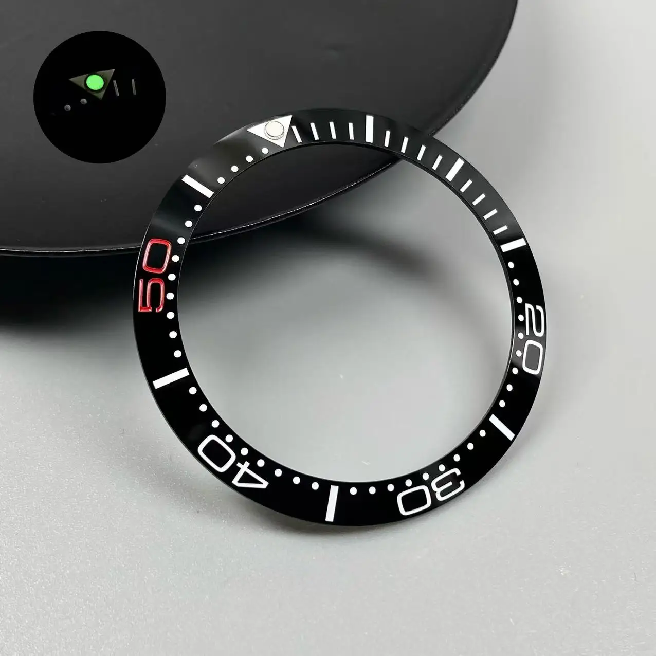Blue/Green Luminous 38mm Tilted Ceramic Bezel Insert Ring