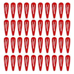 40 - Pack Decorative Black Hair Clips - 2 - Inch Metal Snap Barrettes (40 PCS Red)