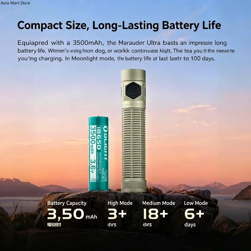 OLIGHT BATON Ultra/4Pro 휴대용 소형 충전식 강력 조명 초고휘도 손전등 야외 캠핑 사용에 적합