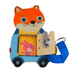 Life Skills Educational Wooden Montessori Activity Busy Board For Kids Unlocking Music Cat Bear Toys Lock Busyboard Sensory Toy