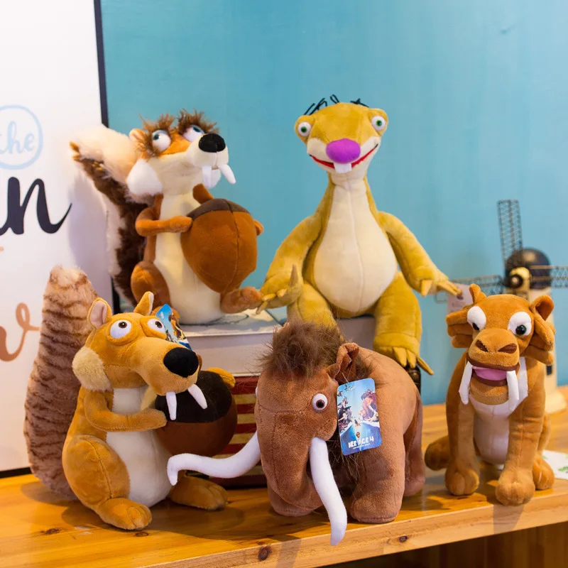 Cartoon Animation Ice Age Doll Plush Toys Mammoth Squirrel Sloth Saber-Toothed Tiger Dolls Gripper Dolls Disney Anime Toys