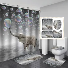 

Waterproof Shower Curtains BathroomNon-Slip Rug Toilet Lid Cover Bath Mat Cortina de ducha impermeableRideau de douche toilette