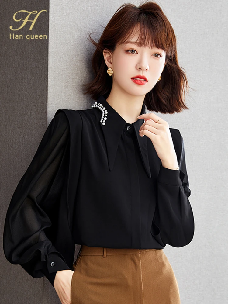 US$25.88-H Han Queen Femme Casual Tops Fashion Spring Autumn Print