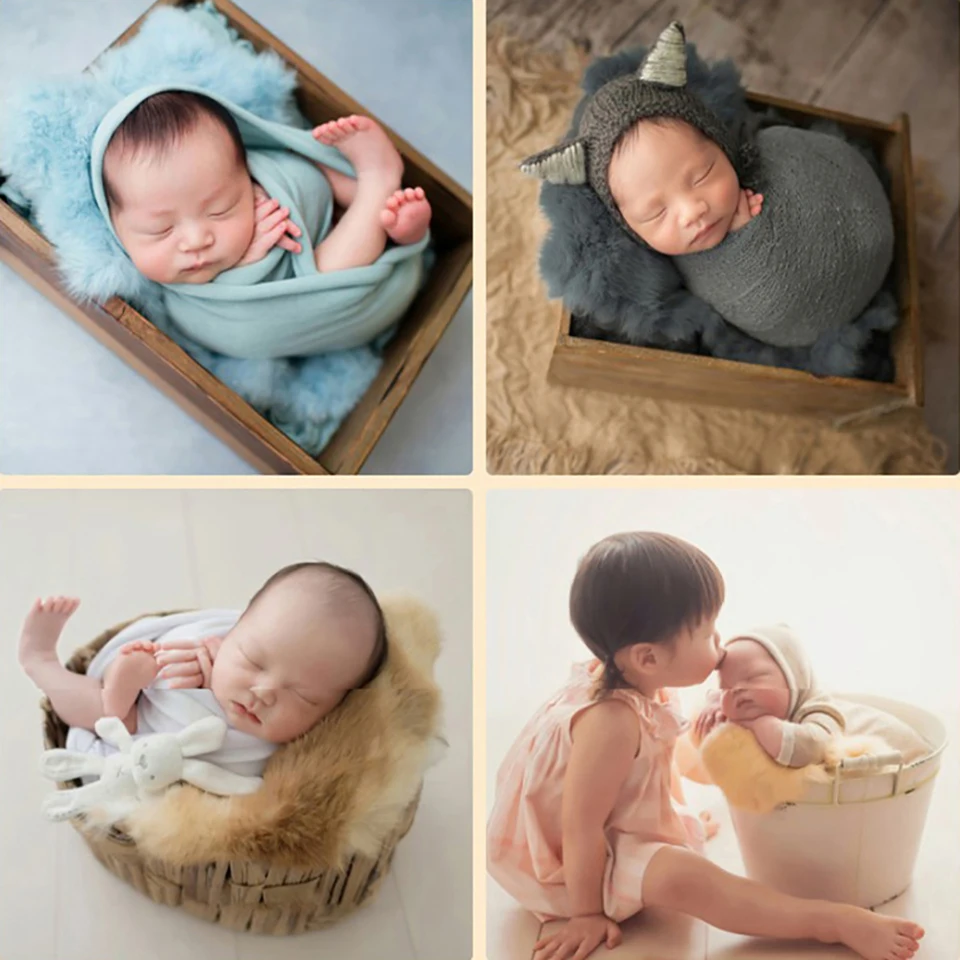  여아용 토끼 모피,  사진 촬영 소품 액세서리,  사진 촬영 배경 담요