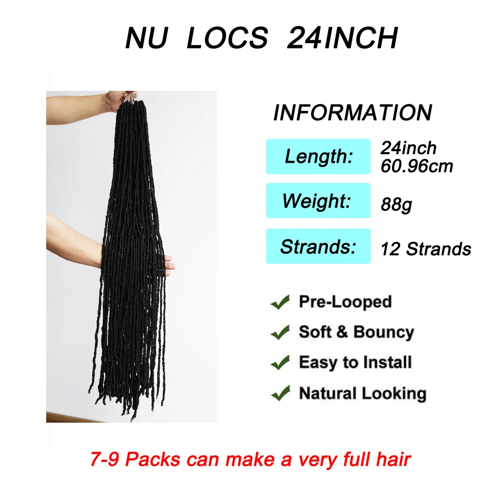 24 Inch Synthetic Soft Faux Locs Crochet Hair Butterfly Distressed Locs for Women Natural Hair Look Easy to Install 3