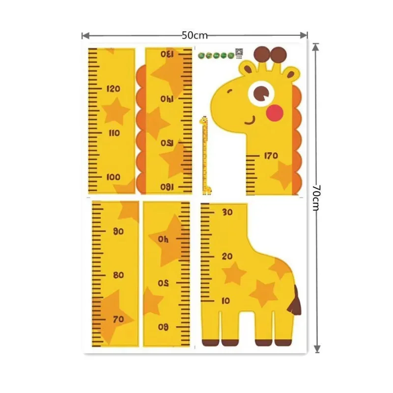 Giraffe Kids Height Measurement Growth Chart Wall Stickers Cartoon Animal Height Measure Wallpaper For Baby Room Decals