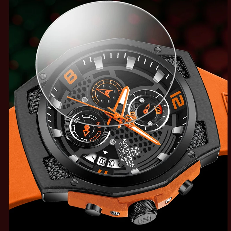 NAVIFORCE Men High Quality Silicone Strap Sport Watch Male