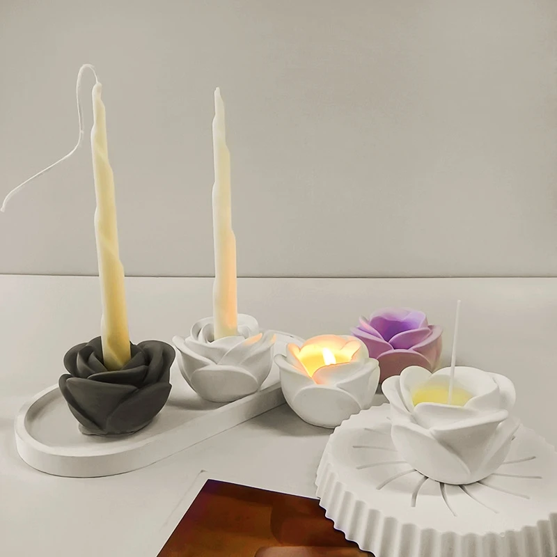 

Креативная форма в виде розы, бетонного подсвечника, гипсовое украшение «сделай сам», цементный подсвечник, подсвечник, силиконовые формы