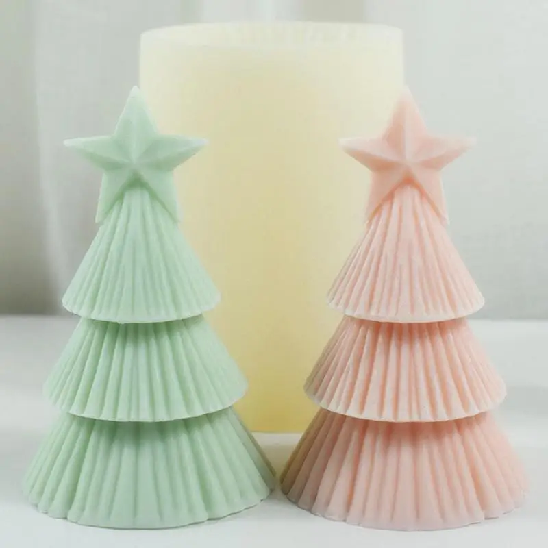 

Christmas Tree Candle Mold 3D Christmas Silicone Material Mold Handmade Aromatherapy Tree Shaped Candle Mold Home Gadgets
