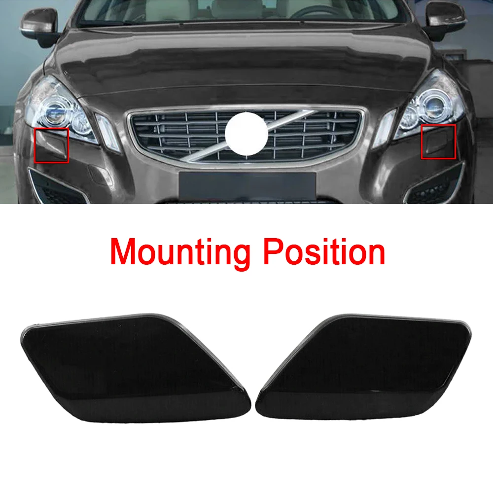 Front Bumper Headlight Lamp Spray Washer Nozzle Cover Left Right 1 Pair 39802699 39802681 For Volvo S60 2011-2013