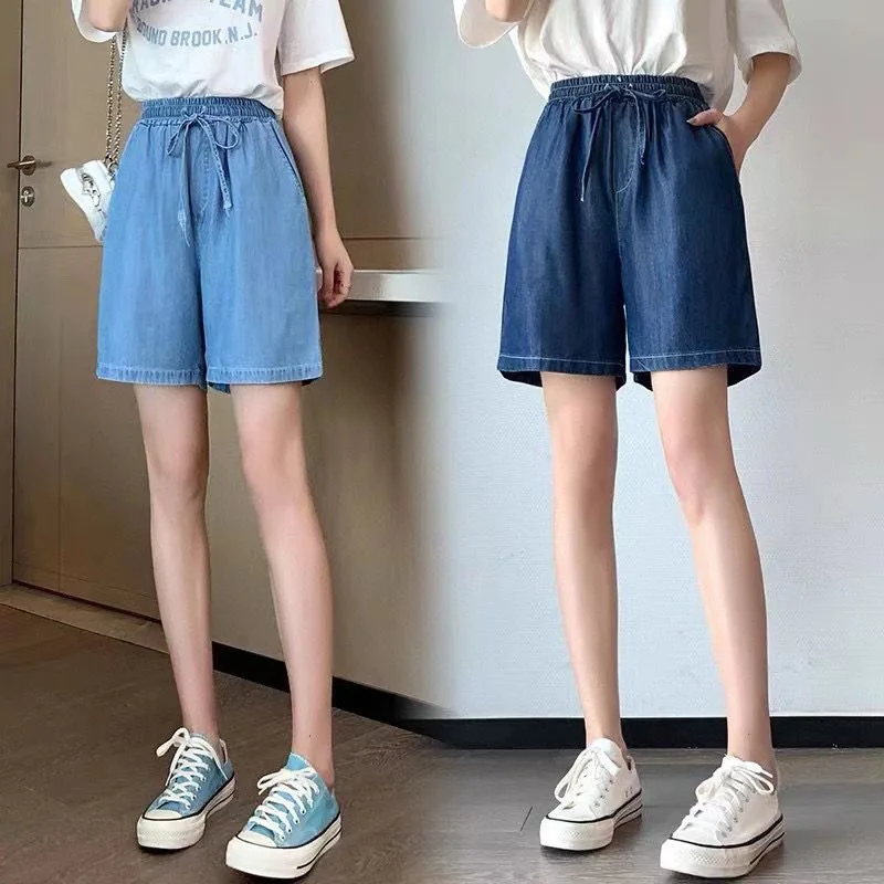 

Летние женские джинсовые шорты, однотонные свободные джинсовые шорты