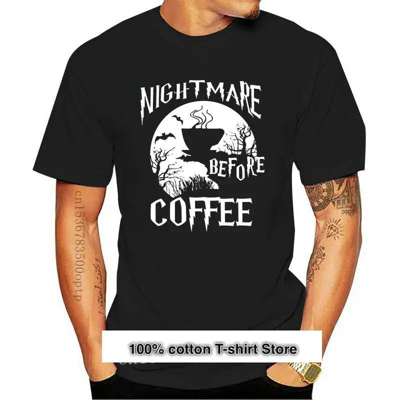 Camiseta De Pesadilla Antes Del Café, Regalo Deviido De Halloween, Colore Negro, Azul Marino, Novedad