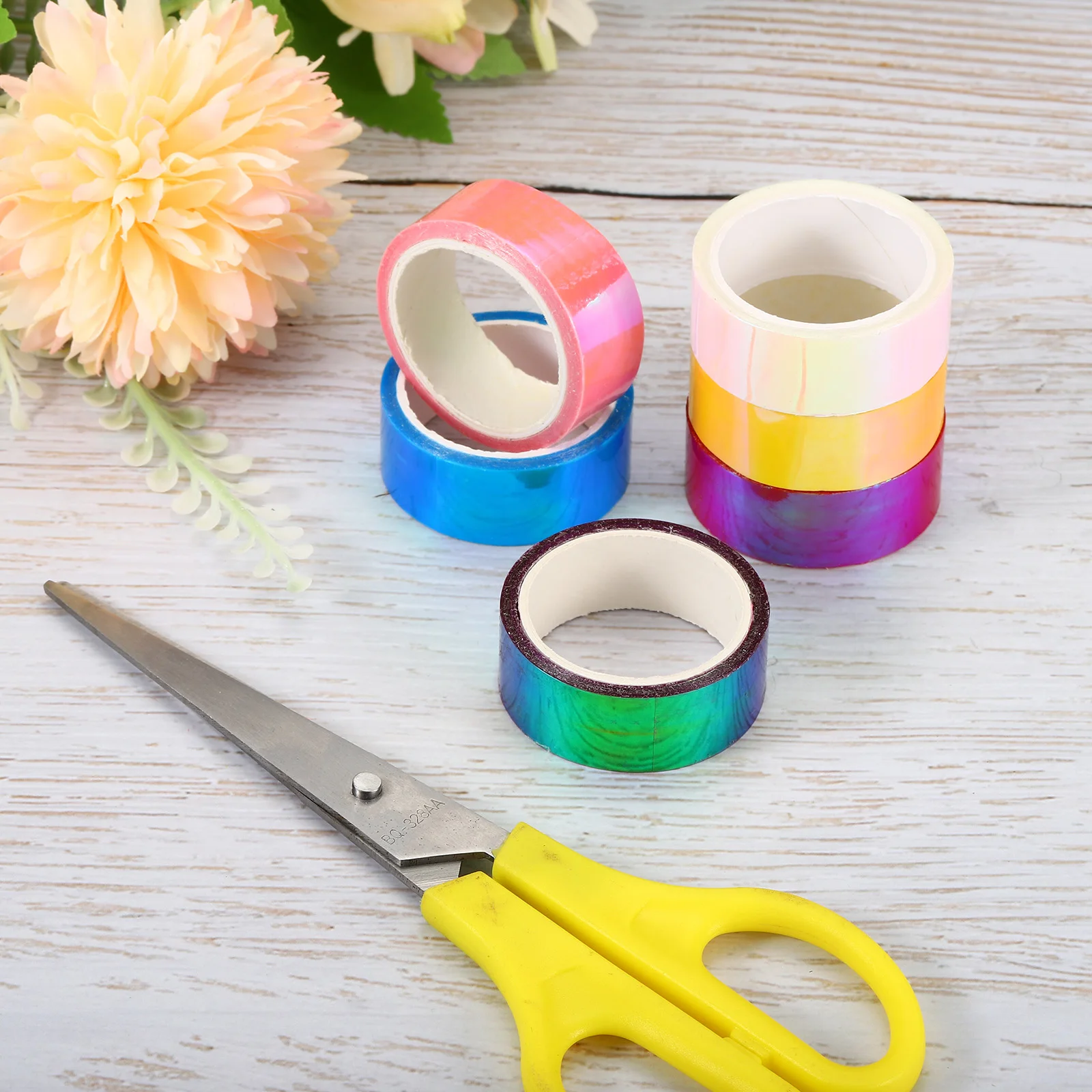6Roll 15mmx5m Metalized Tape Self Adhesive Holographic Foil Mirror Metallic Masking Sticker Decoration Scrapbooking Masking Tape 6