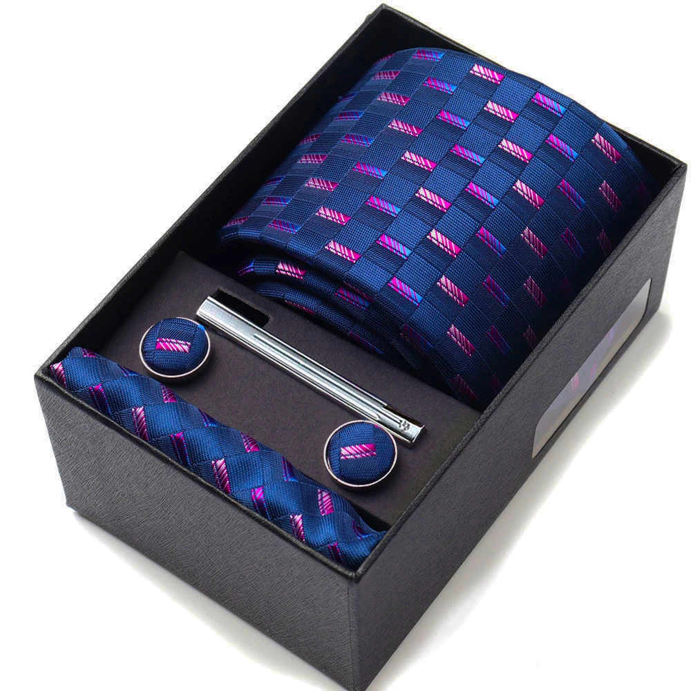 Men's Tie Gift Box Neckties Handkerchiefs Cufflinks Tie Clips 6-Piece sets Group Business Wedding Festival Formal Ties