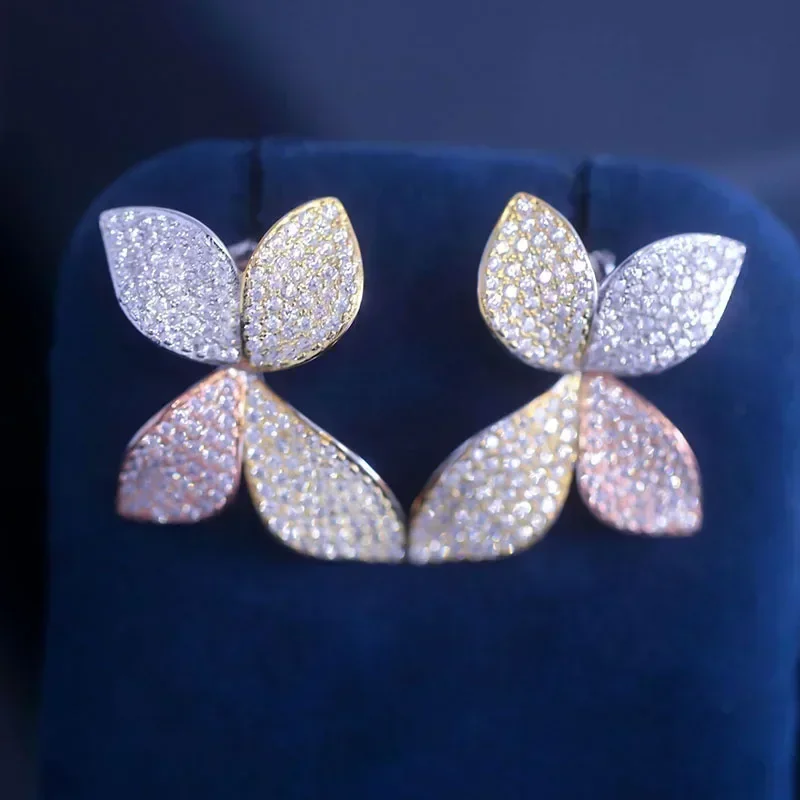 جودة عالية 925 فضة فاخر 3 لهجة زهرة المختنق قلادة...