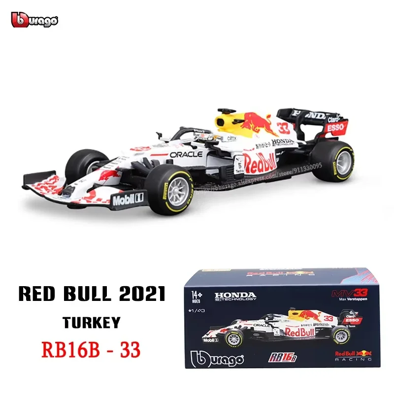 Bburago 1:43 F1 Red Bull RB16B Turkey GP 33 Verstappen 11 Perez  Alloy Diecast  Car Model Toy Collection Boy Gift 2