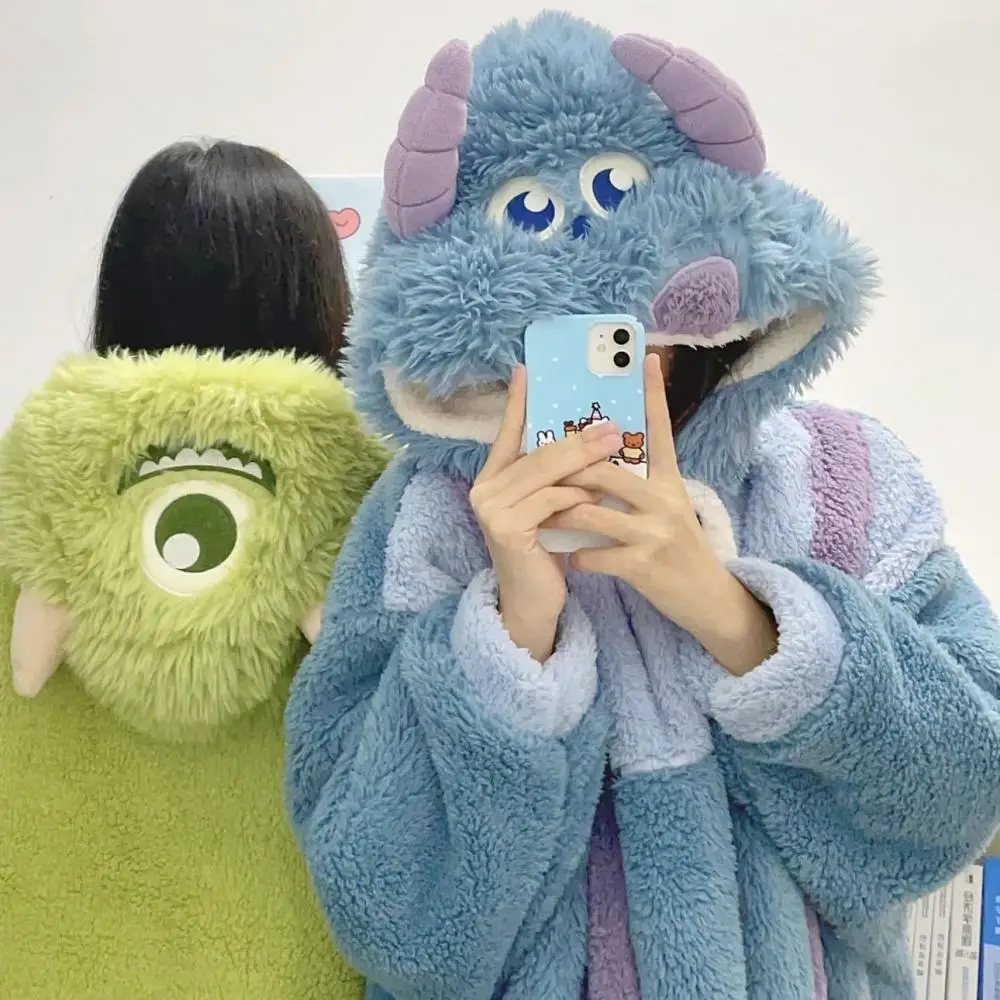 

New Winter Plush Pajamas Kawaii Cute Disney Sweet Thickened Warm Cartoon James P. Sullivan Couple Home Clothing Birthday Gift