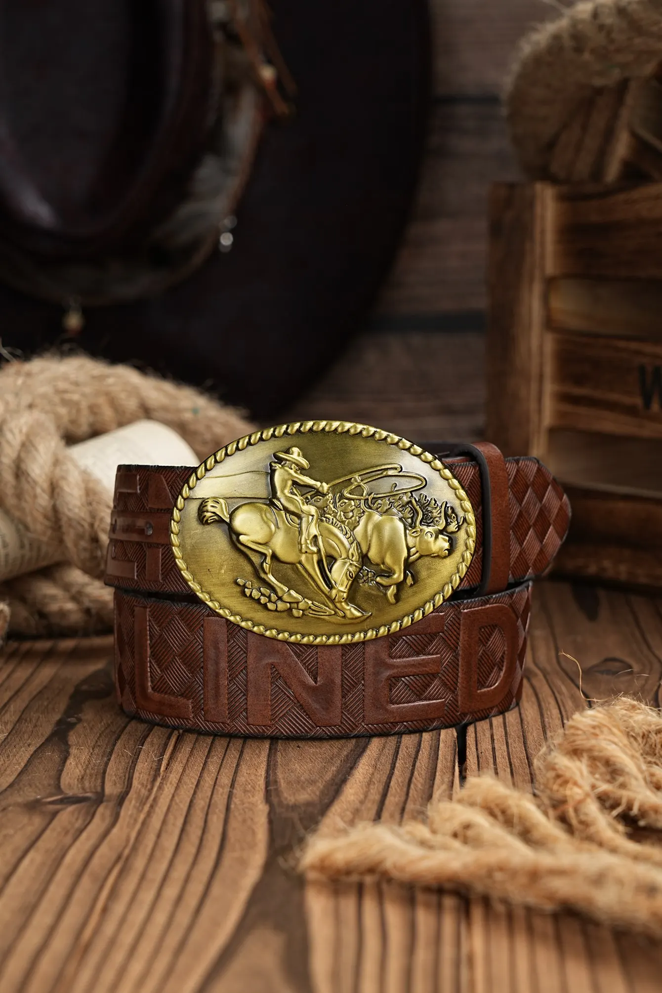 Ceinture western cowboy rodéo cuir pleine fleur perles avec