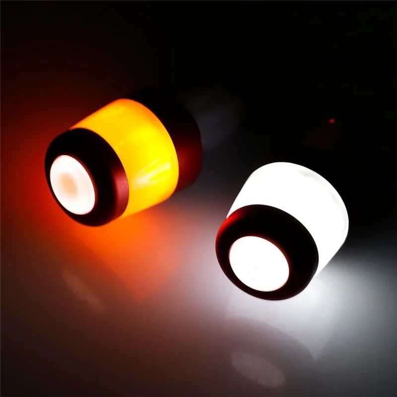 2Pcs Electric Scooter Handlebar Lights LED Warning Light Handlebar End Plugs Waterproof Turn Signal Lights Black + Orange bike turn signals