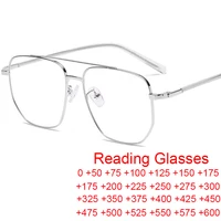 Pilot Gold Metal Frame Reading Glasses Men +1.0 To +6.0 Big Anti Blue Light Eyewear Vintage Double Bridge Men's Spectacle Frame 1