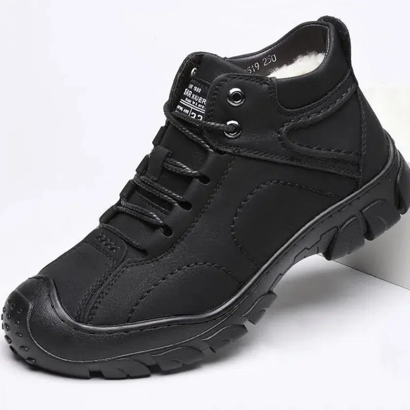 Snow Boots Outdoor sports autumn and winter leather shoes with plush and thick waterproof casual high-top