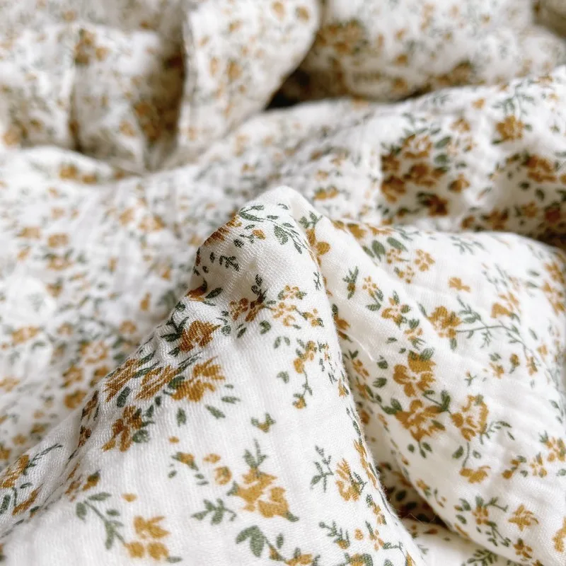 Vintage Floral Cotton Quilts for Babies & Toddlers Organic Cotton Reversible Crib Quilted Blanket 120x150cm