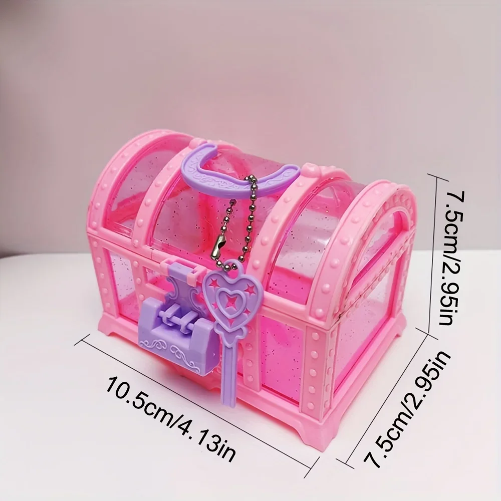 Mini Rose Jewelry Box Girls Jewelry Box with Lock Treasure Chest Shape Storage Case Container for Trinket Gifts Pretend Kids Toy 4