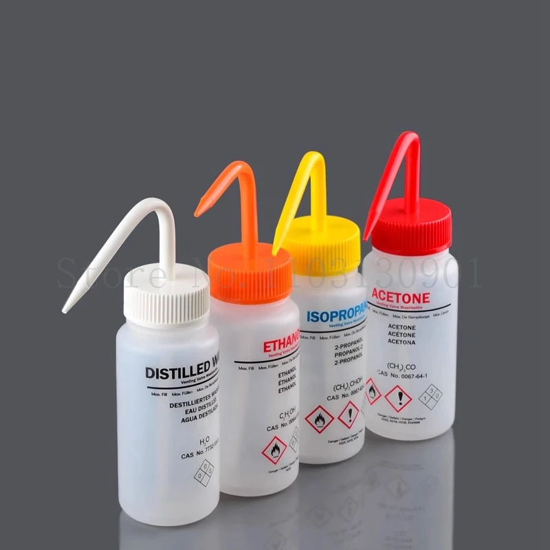 Safe Wash Bottle with Label Acetone Methanol Ethanol Laboratory Cleaning Bottle 1pc 250ml 500ml
