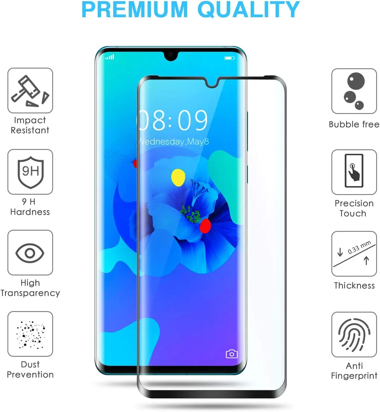 واقي شاشة من الزجاج المُقَسَّى لشاو p30 pro ، 9h ،...