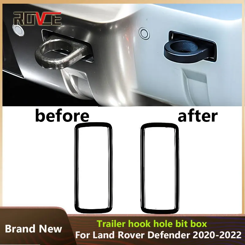 

ROVCE Car Rear Bumper Trailer Tow Hook Hole Frame Cover Trim Sticker for Land Rover Defender 90 110 2020-2023 Accessories