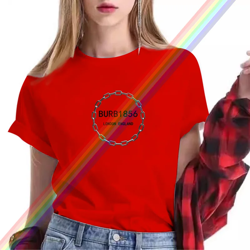 Oversized Luxury Brand Circular chain Tshirt Female Summer Casual T-Shirts For Women's Girls Streetwear Short Sleeve Tee Shirt