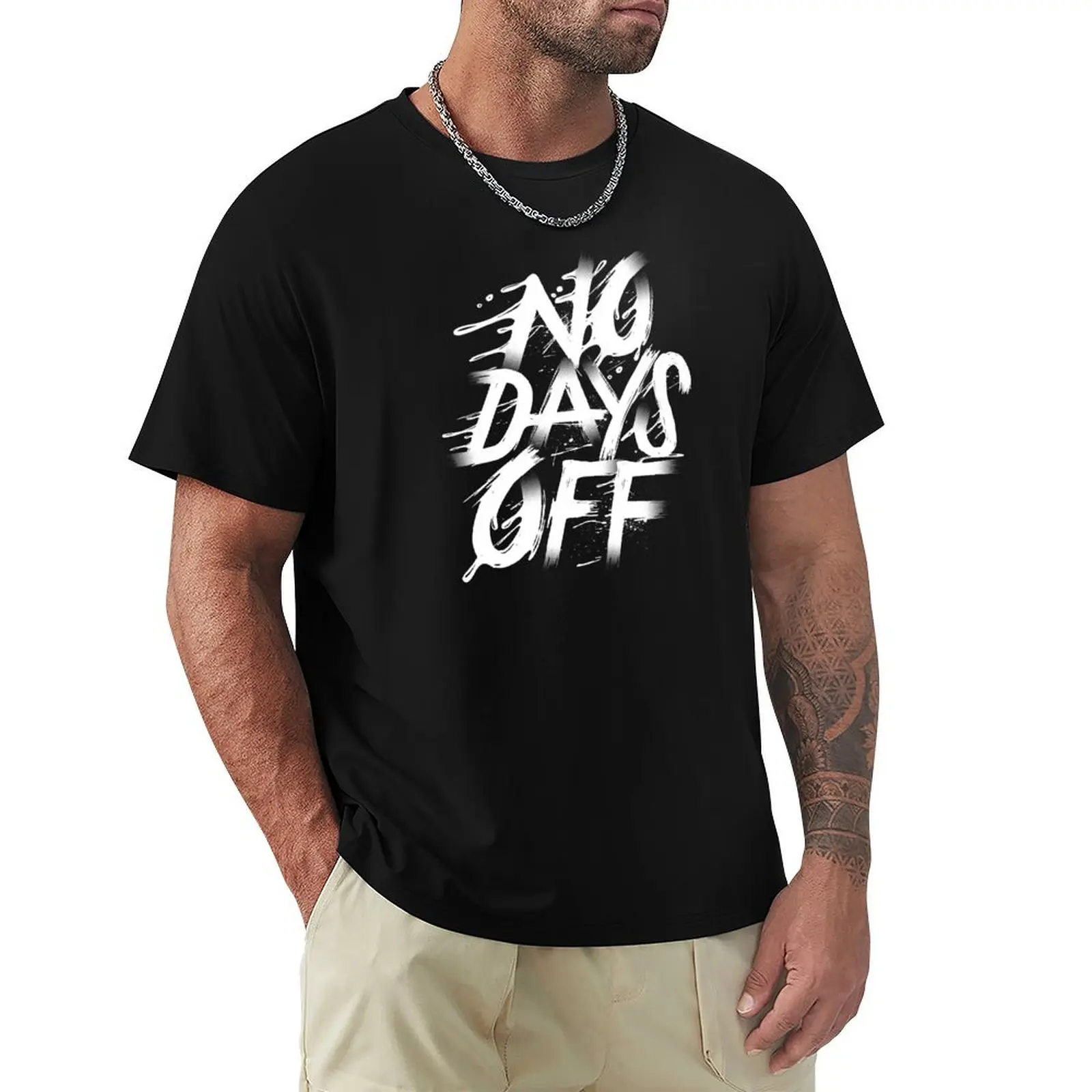 No Days Off T-Shirt Blacks Moda Coreana Plain White T-Shirt Uomo