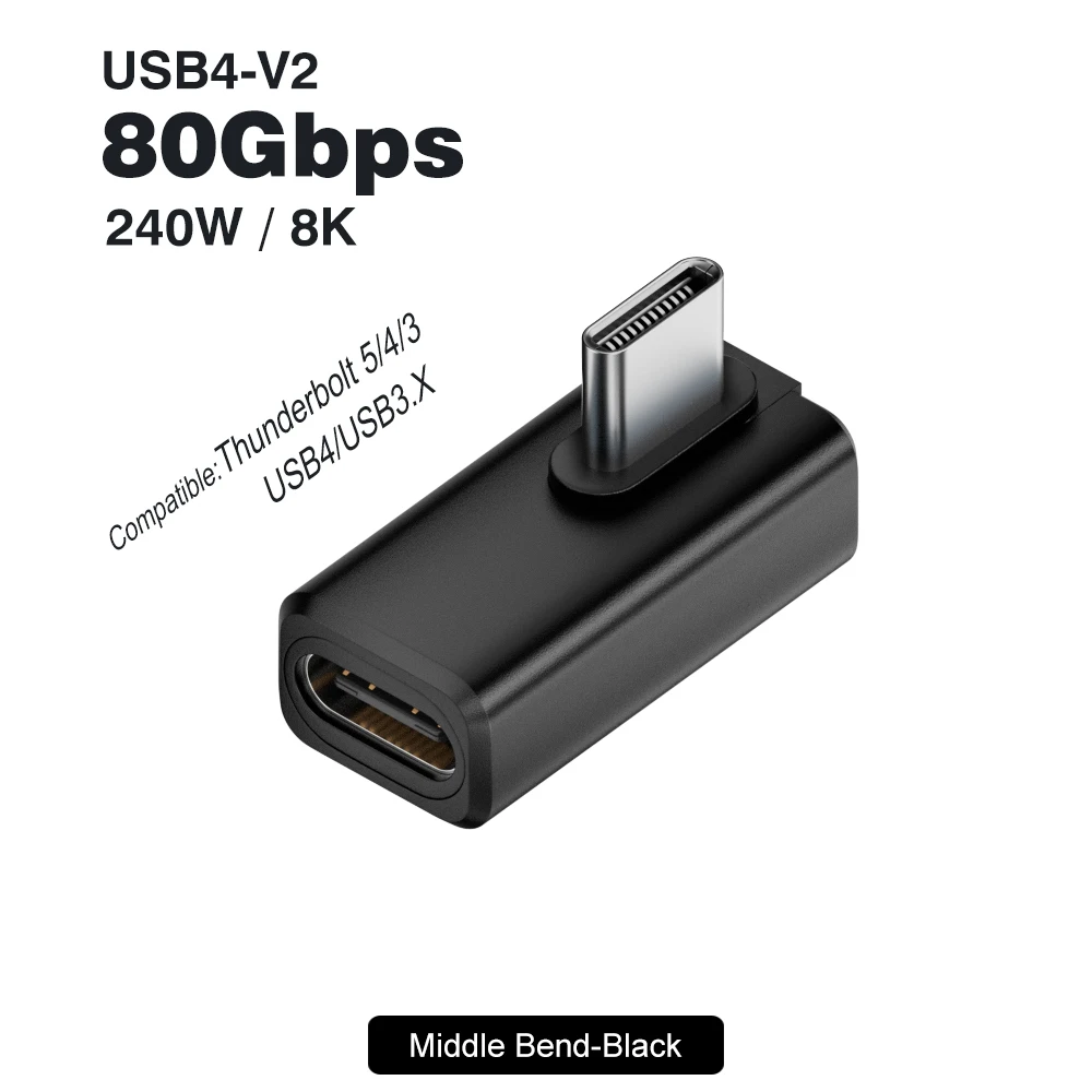 Enhanced Angled USB-C Adapter - 240W Elbow Connector, Ultra-Fast Data Transfer