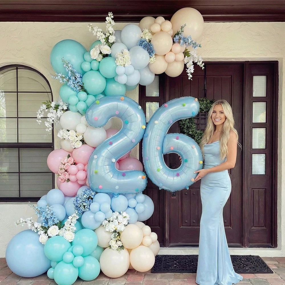 Vibrant Dot-Patterned Blue Balloons