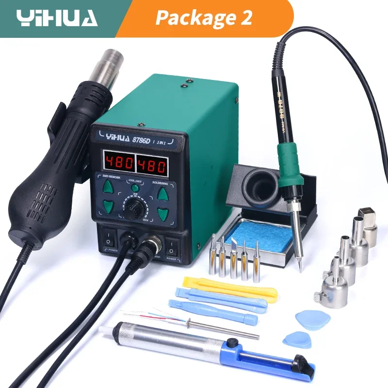 YIHUA 8786D Soldering Iron Hot Air Soldering Station DIY Digital Rework Station Phone Repair BGA SMD Welding Tool