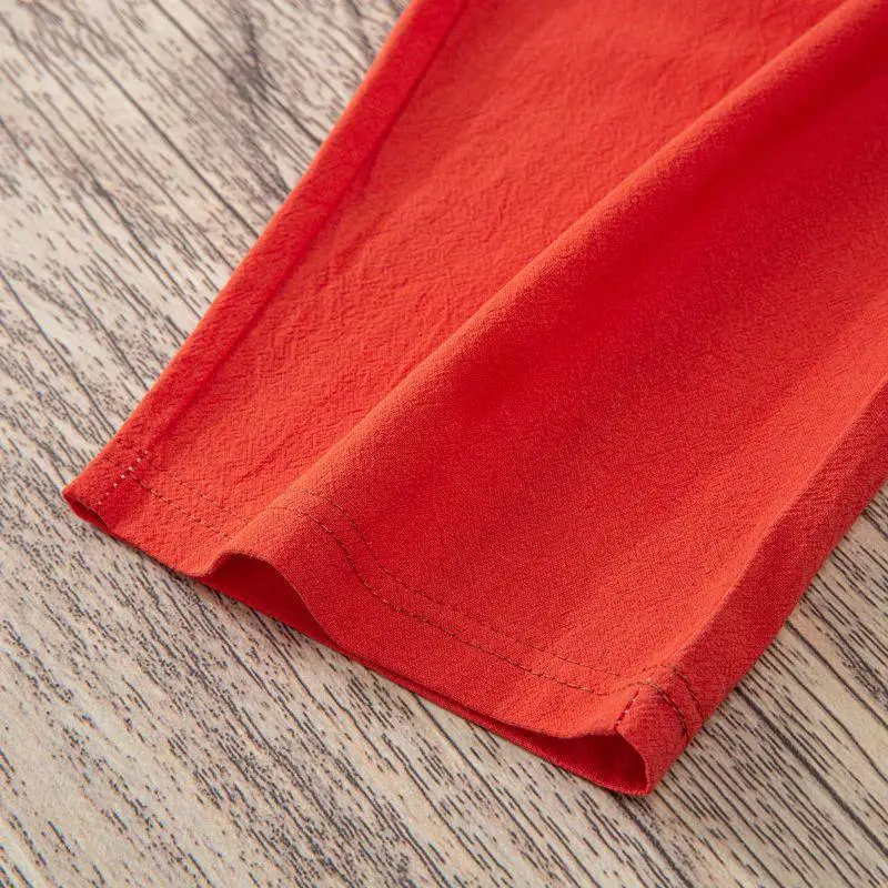 Women Summer Casual Loose Harem Elastic Waist Cotton Linen Pants Ninth Trousers