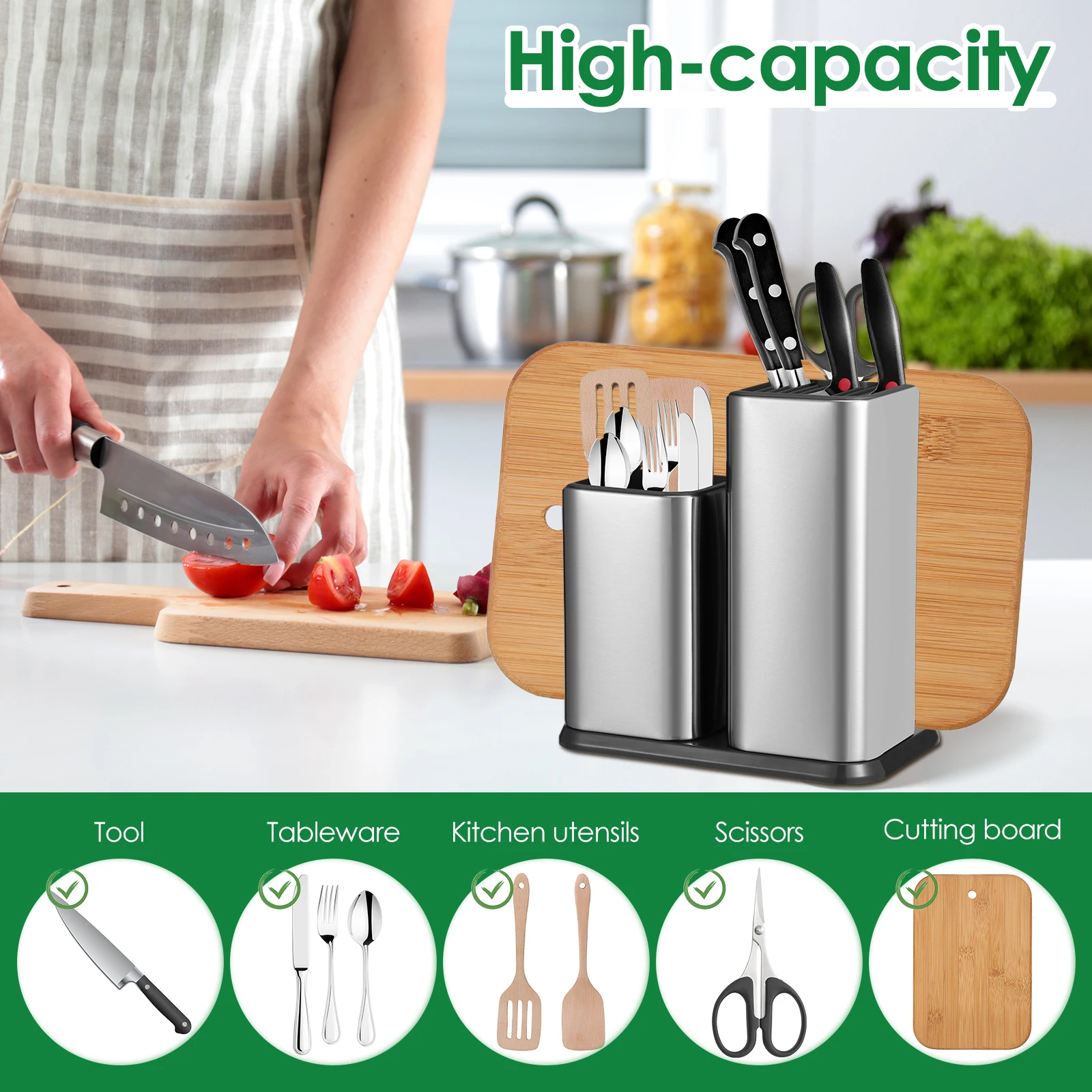 Stainless Steel Kitchen Utensil Holder Chopstick Spoon Storage Box