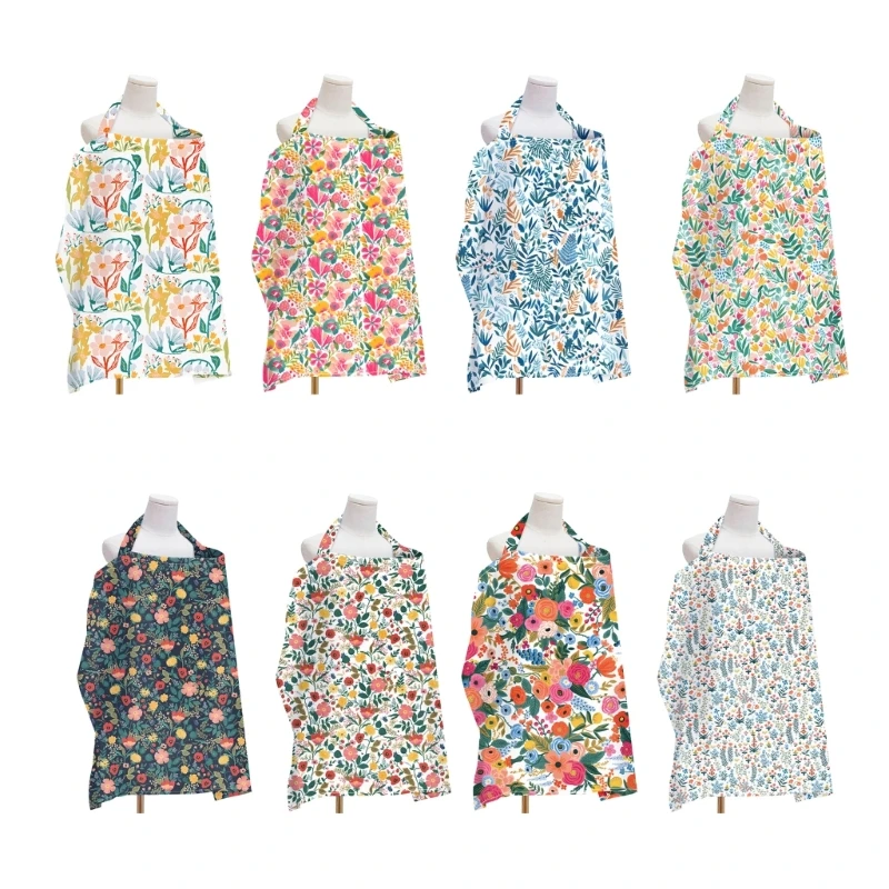 Baby Nursing Cover Breathable Breastfeeding Cover Baby Feeding Blanket Privacy Apron with Flower Pattern Stroller
