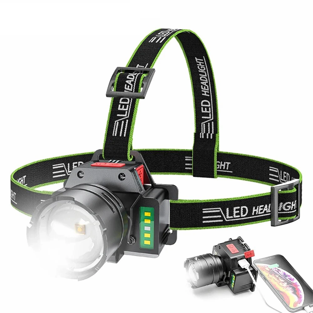 

D2 Powerful LED edc Headlamp Super Bright Spotlight Zoomable Headlight Emergency Torch Rechargeable Outdoor Induction Head Lamp