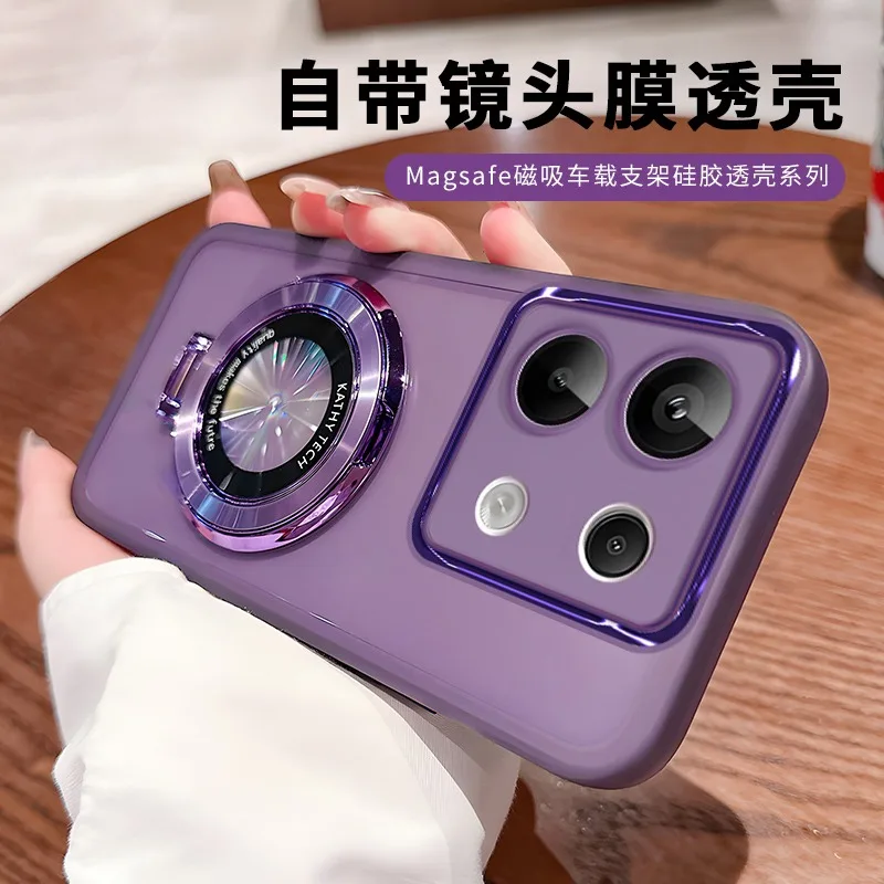Car Magnetic Holder Case For Redmi Note 13 Pro 4G 9 8 12 Pro 5G 10S 12S 9S 11 Pro 10 5G 12 13 Pro Plus Transparent Cover
