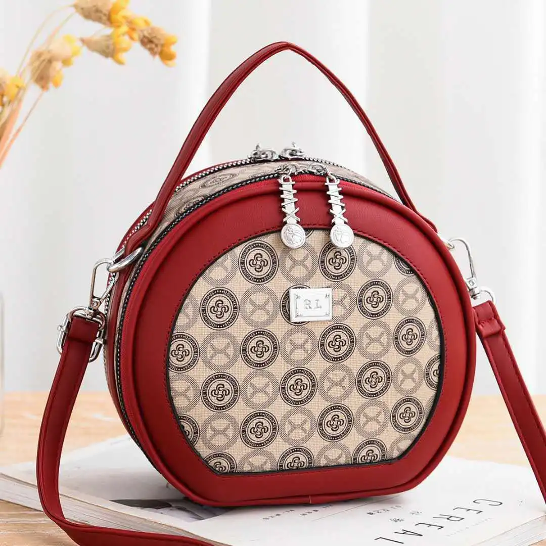 

Textured Round Small Bag, New Trendy Bag, Foreign Style Hand-held One-shoulder Cross-body Textured Small Round Bag Purse