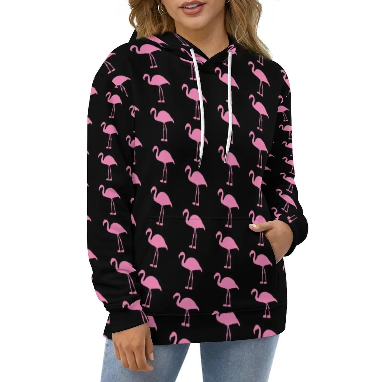 

Cute Animal Casual Hoodies Pink Flamingos Y2k Hoodie Unisex Long Sleeve Oversized Streetwear Graphic Loose Tops