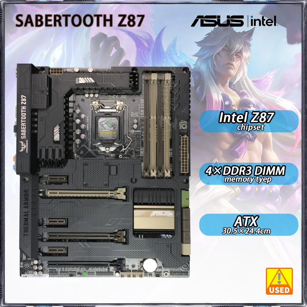 Asus SABERTOOTH Z87 LGA 1150 ATX 마더보드, 코어 i3-4170Motherboard, LGA 1150 DDR3 인텔 Z87 32GB USB3.0 PCI-E 3.0 SATA III